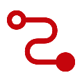 A red, curved line connects two circles